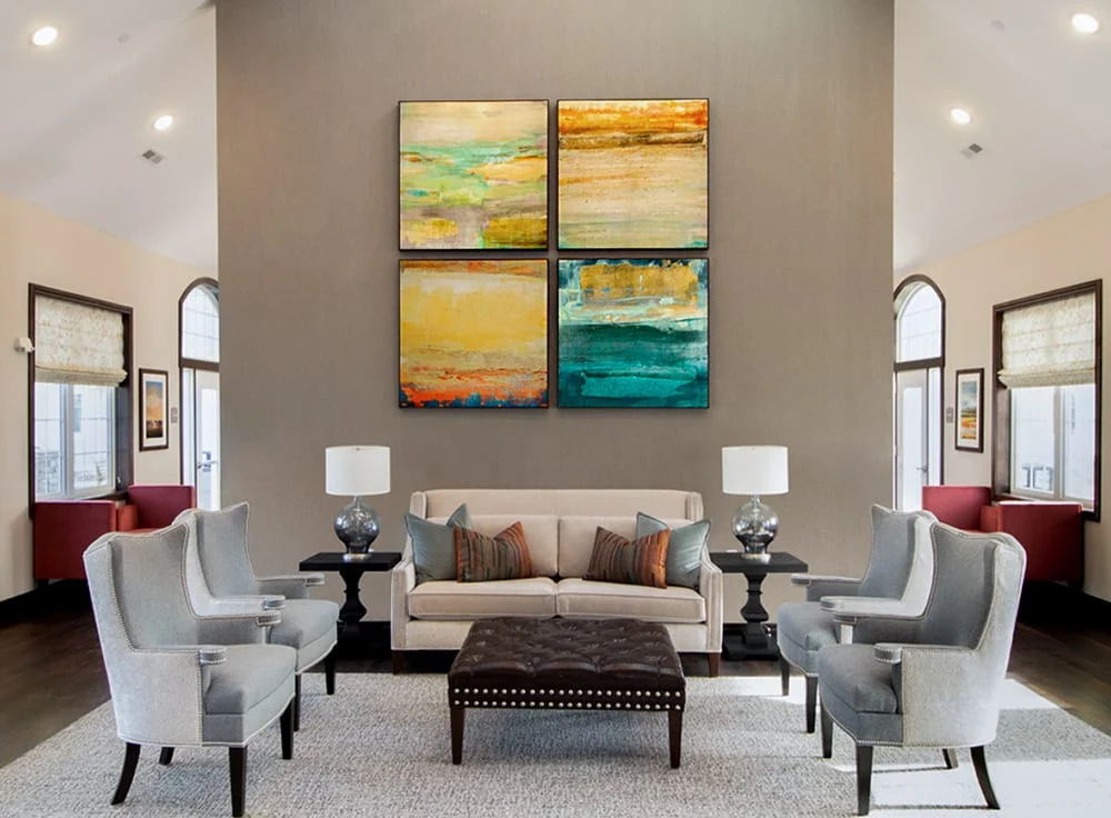 Custom canvas abstract art in a senior living community