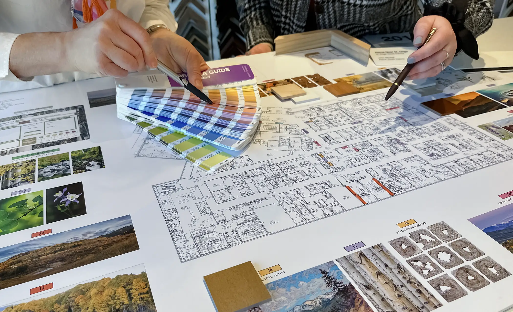 Items that turnkey art consulting firms use to design custom artwork programs for healthcare, senior living, and corporate environments.
